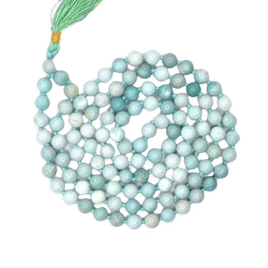 Amazonite Jap Mala: 108 Bead Meditation and Healing Necklace
