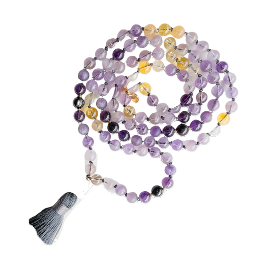 Ametrine Jap Mala: 108 Bead Spiritual Healing Prayer Beads