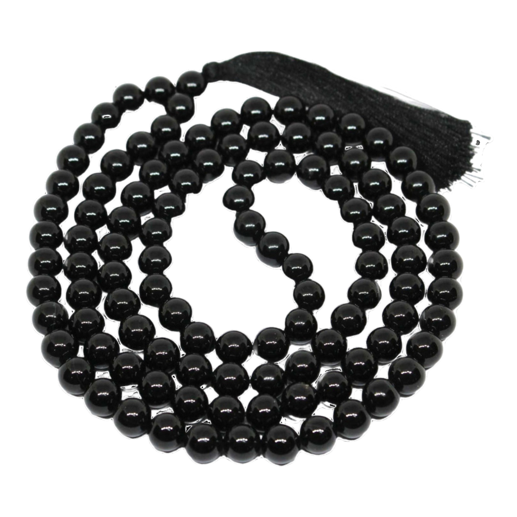 Black Obsidian Jap Mala: 108 Bead Protection and Grounding Beads