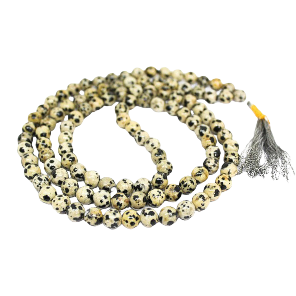 Dalmatian Jasper Jap Mala: 108 Bead Meditation Prayer Beads