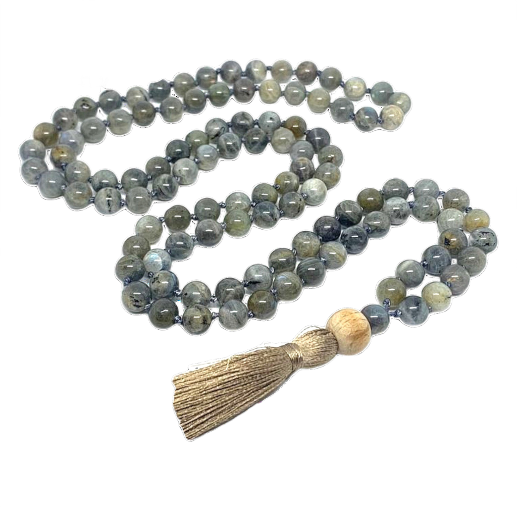 Aura Labradorite Jap Mala: 108 Spiritual Crystal Beads