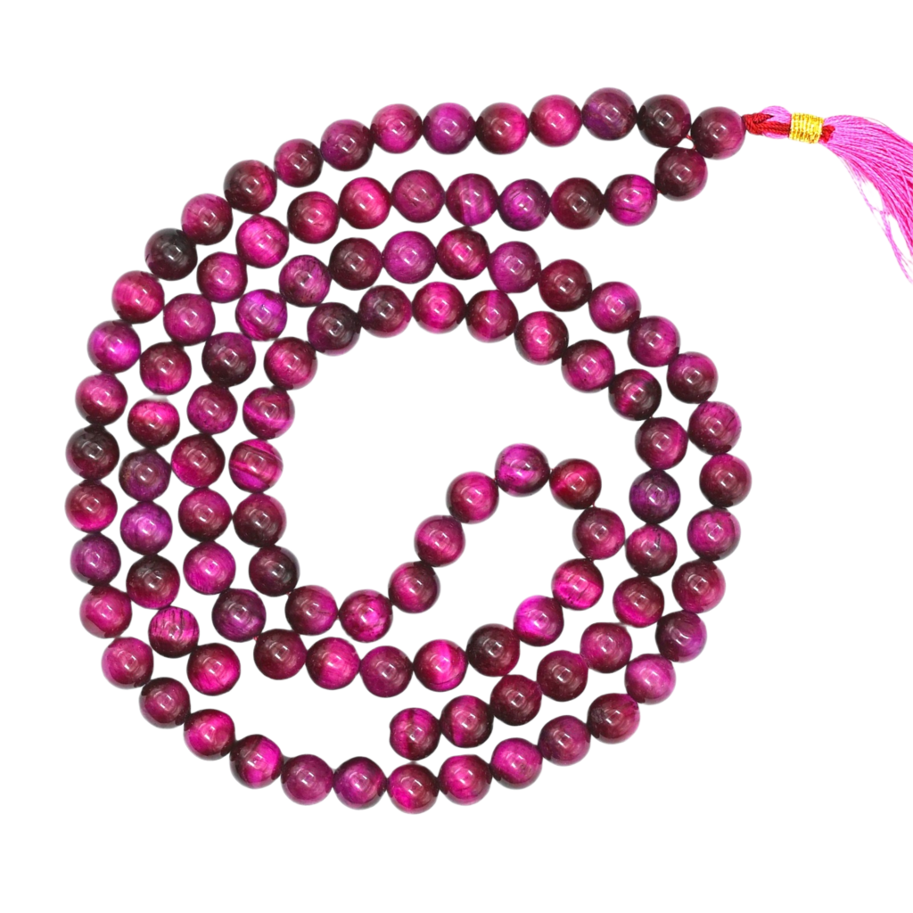 Pink Tiger's Eye Jap Mala: 108 Bead Spiritual and Intuition Beads
