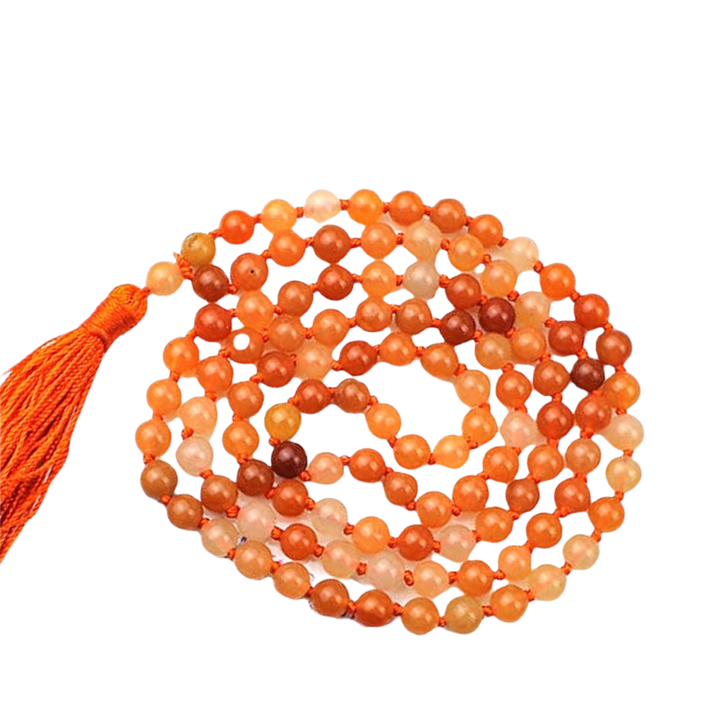 Red Carnelian Jap Mala: 108 Bead Vitality and Motivation Beads