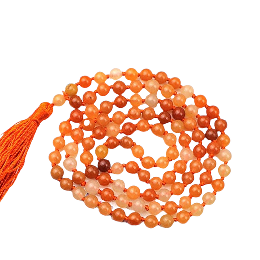 Red Carnelian Jap Mala: 108 Bead Vitality and Motivation Beads