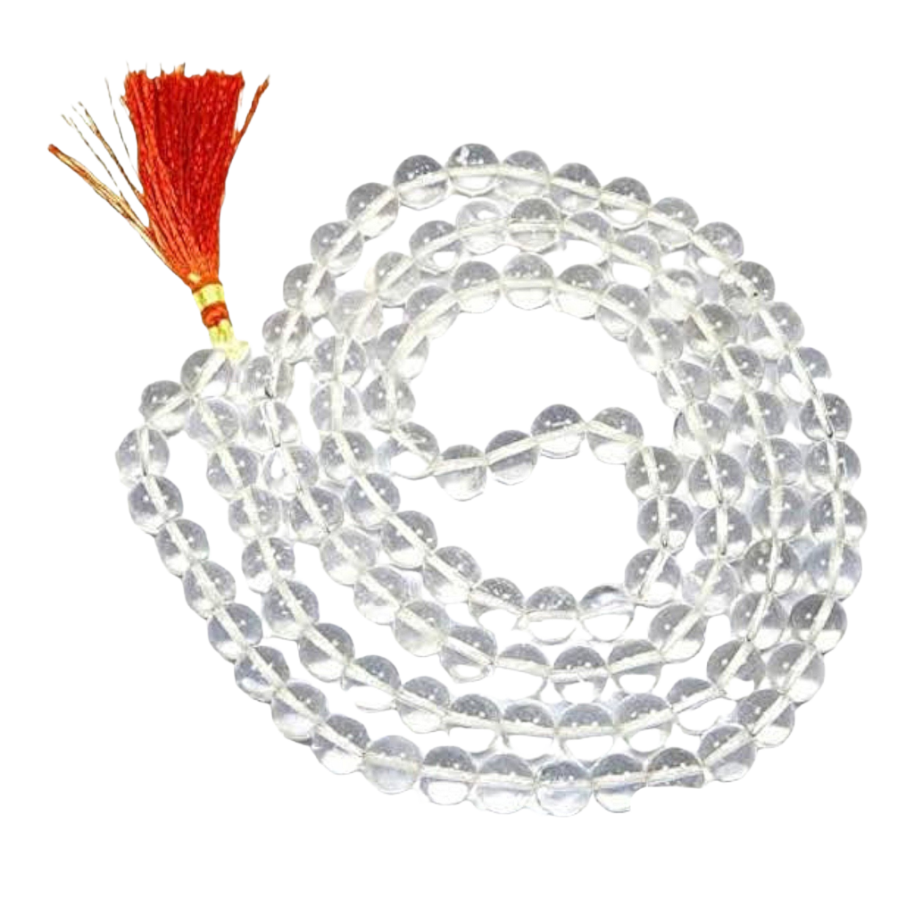 Clear Quartz Jap Mala: 108 Bead Spatik Healing Crystal Beads