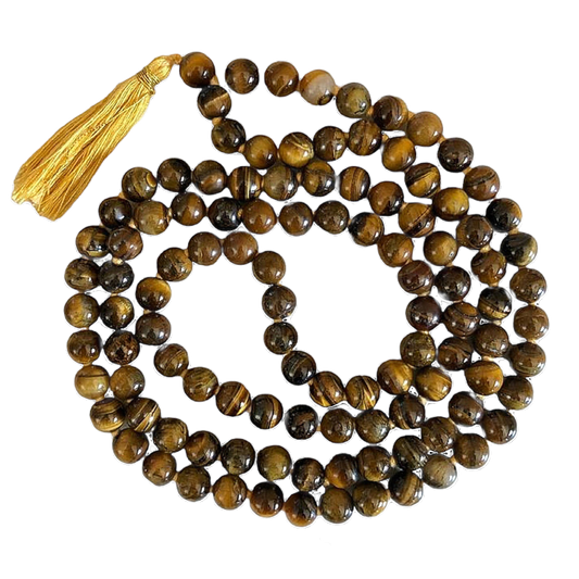 Tiger's Eye Jap Mala: 108 Bead Protection and Courage Beads