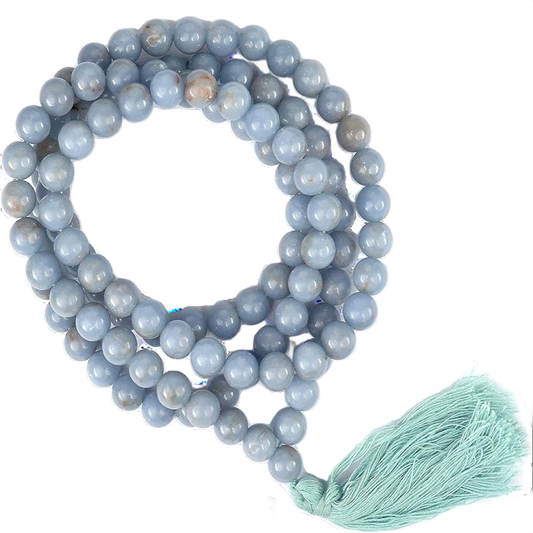 Angelite Jap Mala: 108 Healing Beads For Meditation and Inner Peace