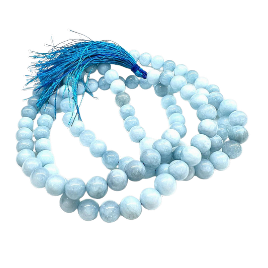 Aquamarine Jap Mala: 108 Bead Meditation and Spiritual Beads