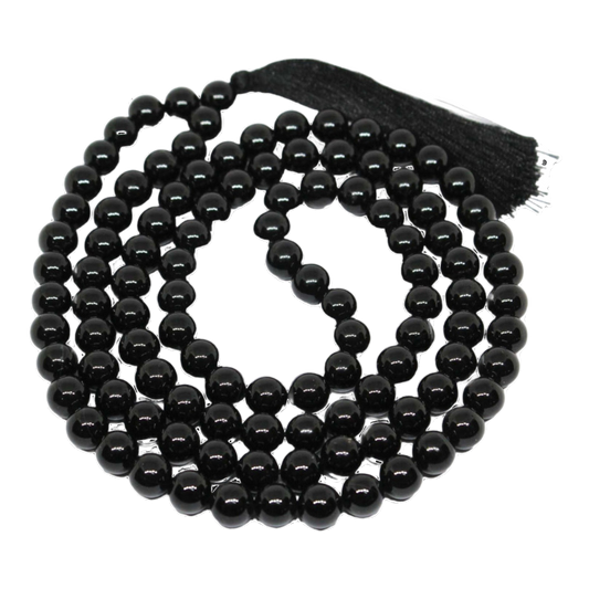 Black Obsidian Jap Mala: 108 Bead Protection and Grounding Beads