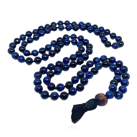 Blue Tiger's Eye Jap Mala: 108 Bead Spiritual Meditation Beads