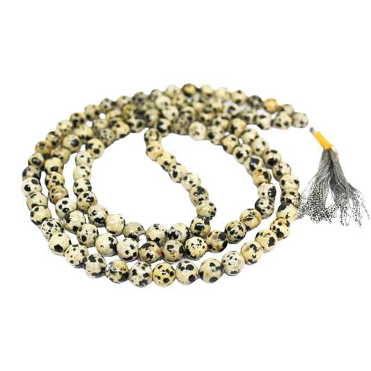 Dalmatian Jasper Jap Mala: 108 Bead Meditation Prayer Beads