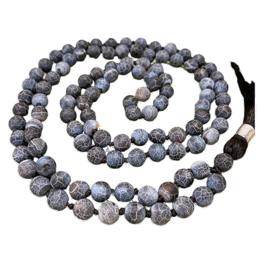 Dragon's Vein Agate Jap Mala: 108 Bead Prayer Beads