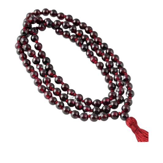 Garnet Jap Mala: 108 Bead Meditation and Healing Gemstone