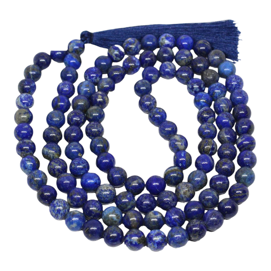 Lapis Lazuli (Lajwart) Jap Mala: 108 Bead Wisdom Beads
