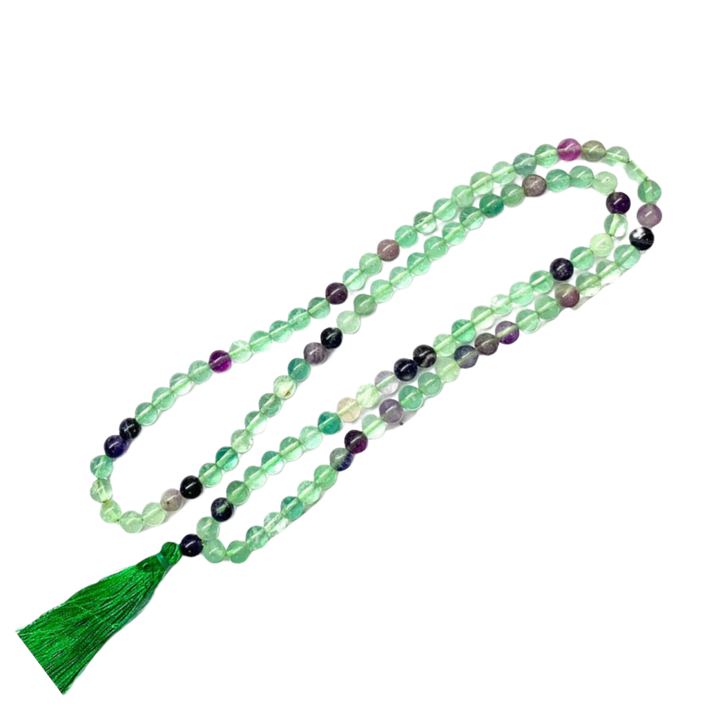 Multi Fluorite Jap Mala: 108 Bead Chakra Healing Beads