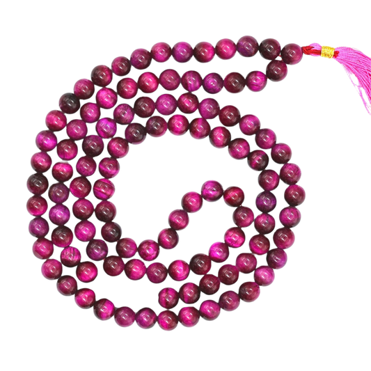 Pink Tiger's Eye Jap Mala: 108 Bead Spiritual and Intuition Beads