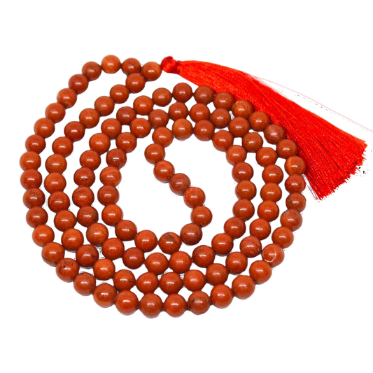 Red Jasper Jap Mala: 108 Bead Grounding and Stability Beads