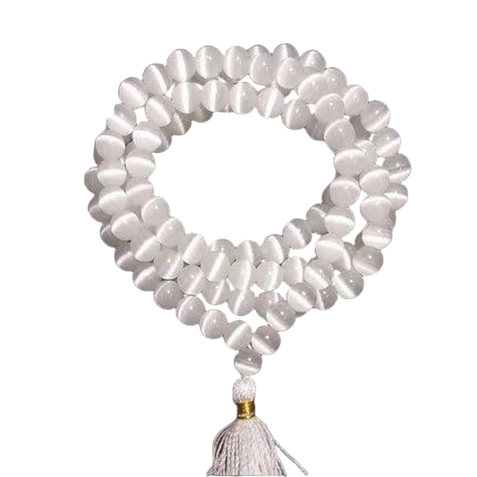 Selenite Jap Mala: 108 Bead Crystal for Purification