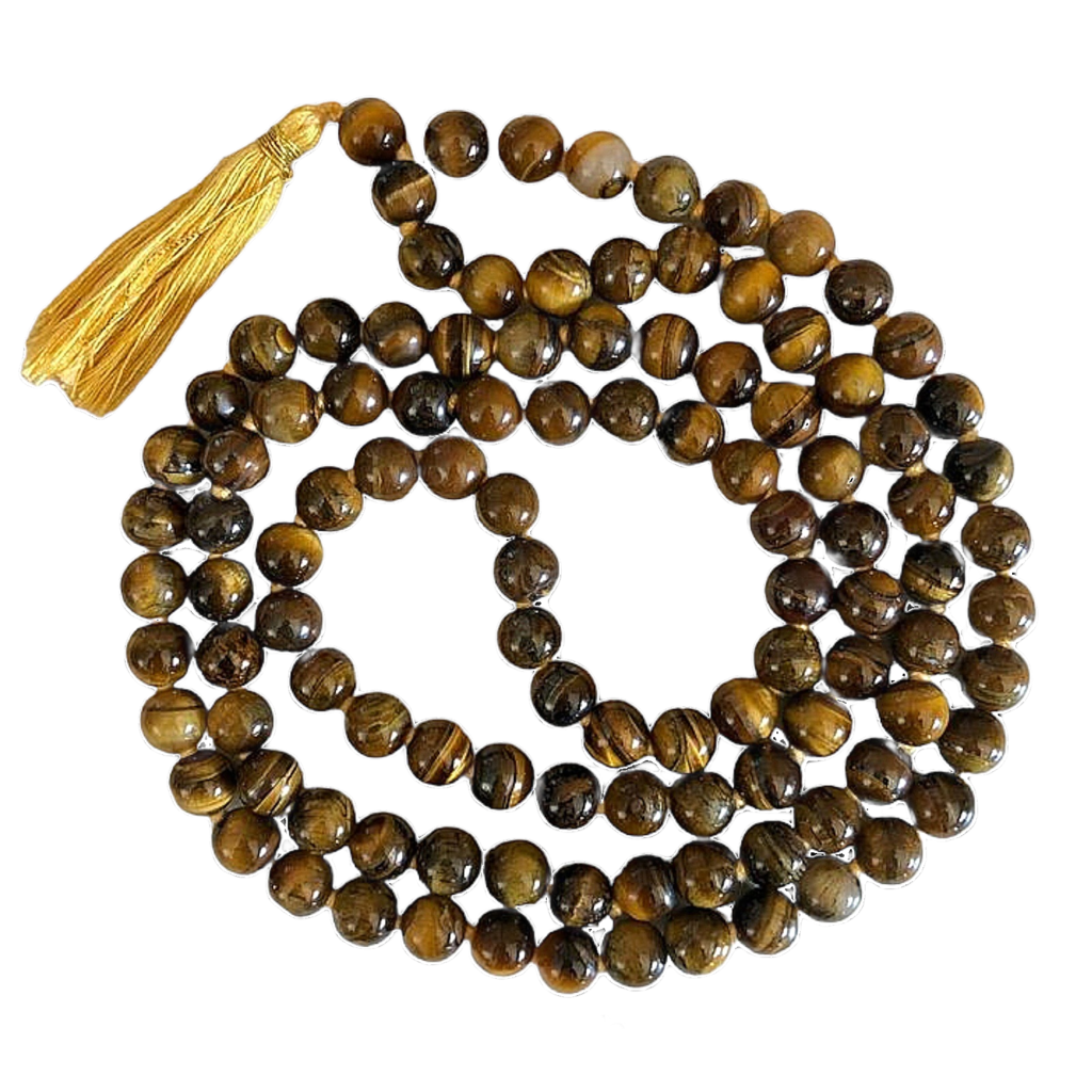 Tiger's Eye Jap Mala: 108 Bead Protection and Courage Beads